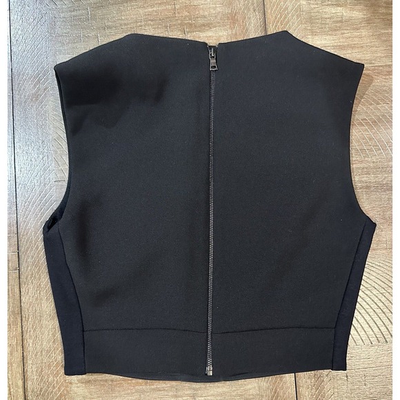 NWT BCBG MAXAZRIA Black Deep V-Neck Tank Crop Mesh Cutouts Womens Size XXS $198 - Picture 12 of 13
